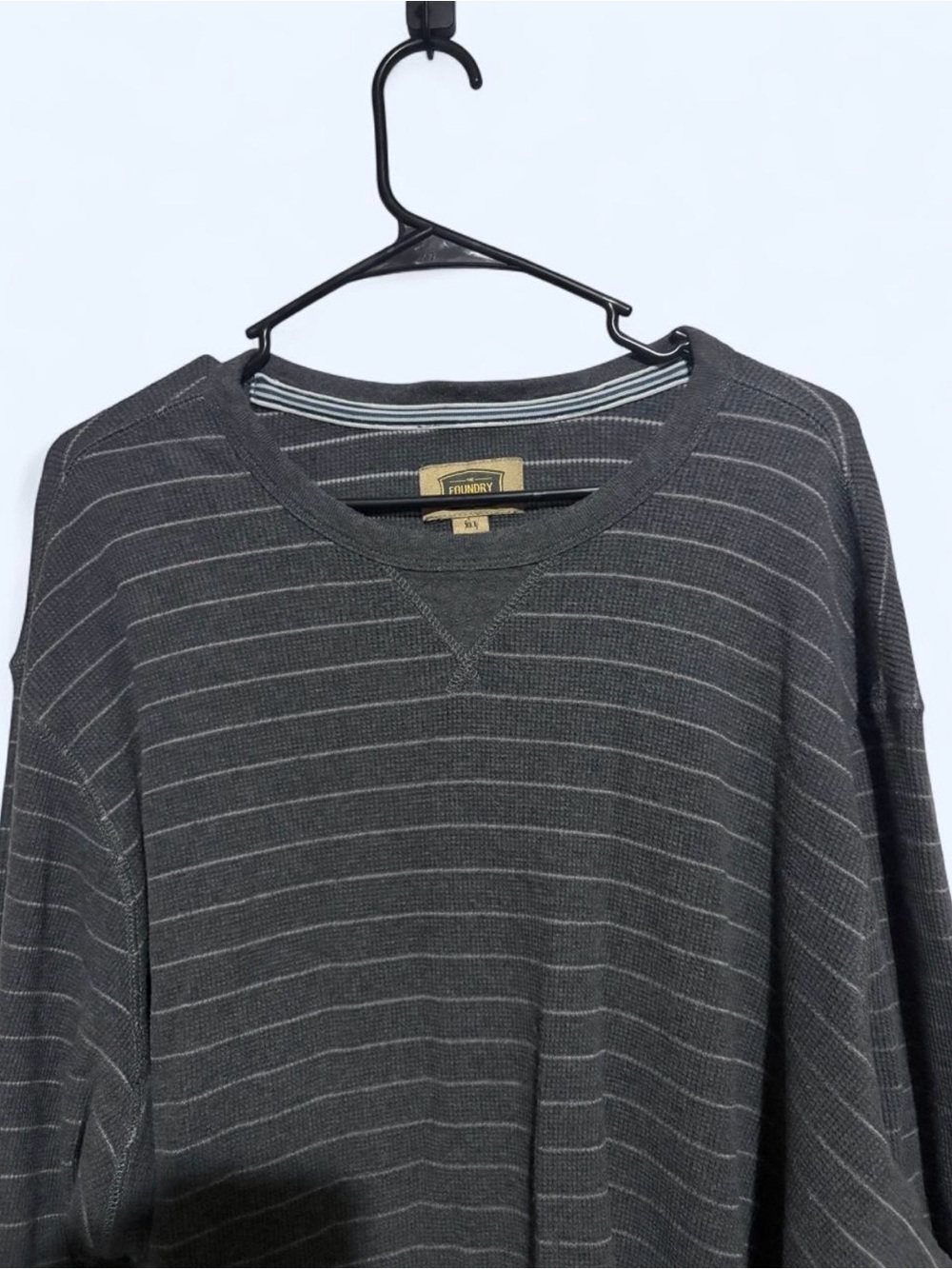 The Foundry Supply Co. Men’s Charcoal Gray Striped Crewneck Sweater